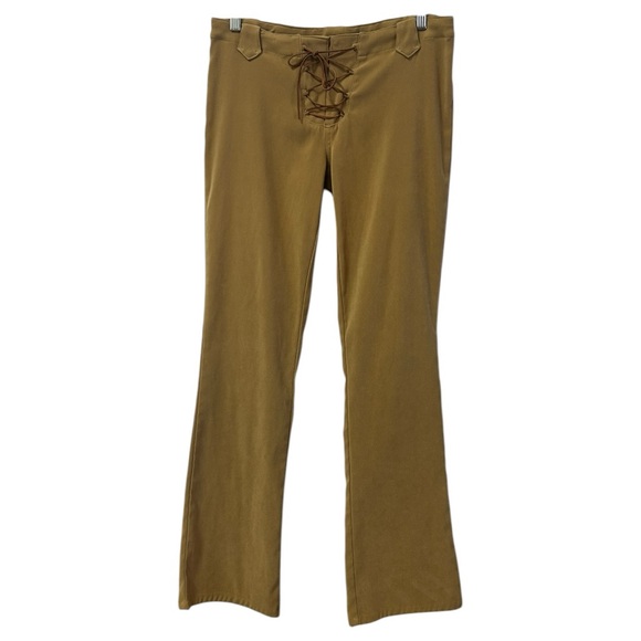 Adiva Women’s Vintage‎ Y2K Lace Up Flare Leg Camel Pants  Sz 30 - Picture 1 of 6